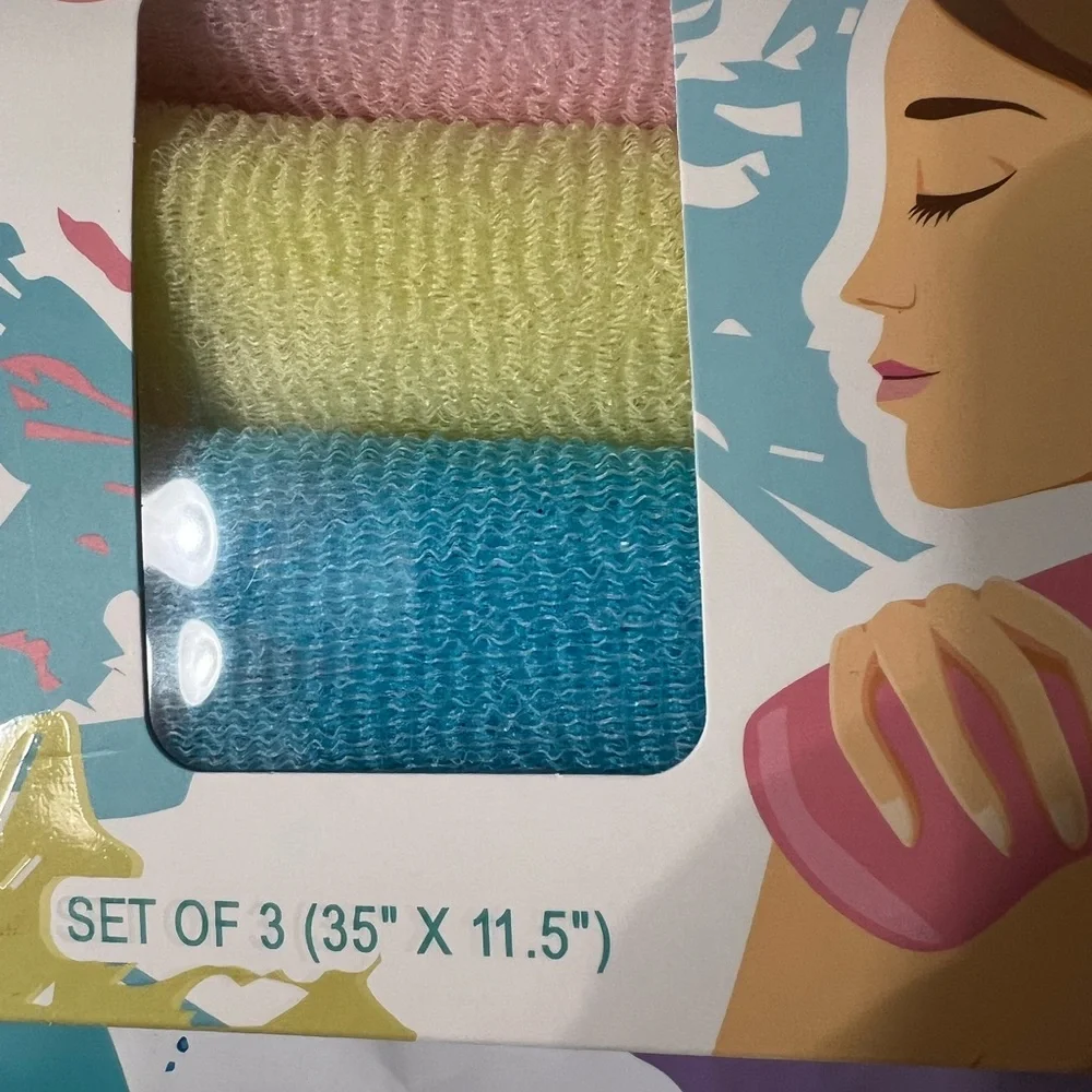 3 Packaged Exfoliating Reusable Body Cloths, NWT